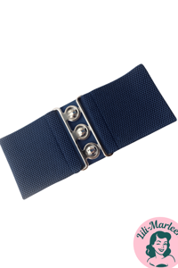 Bredt elastisk bælte, midnatsblå str. 36 - 48 - Hospitalsbælte